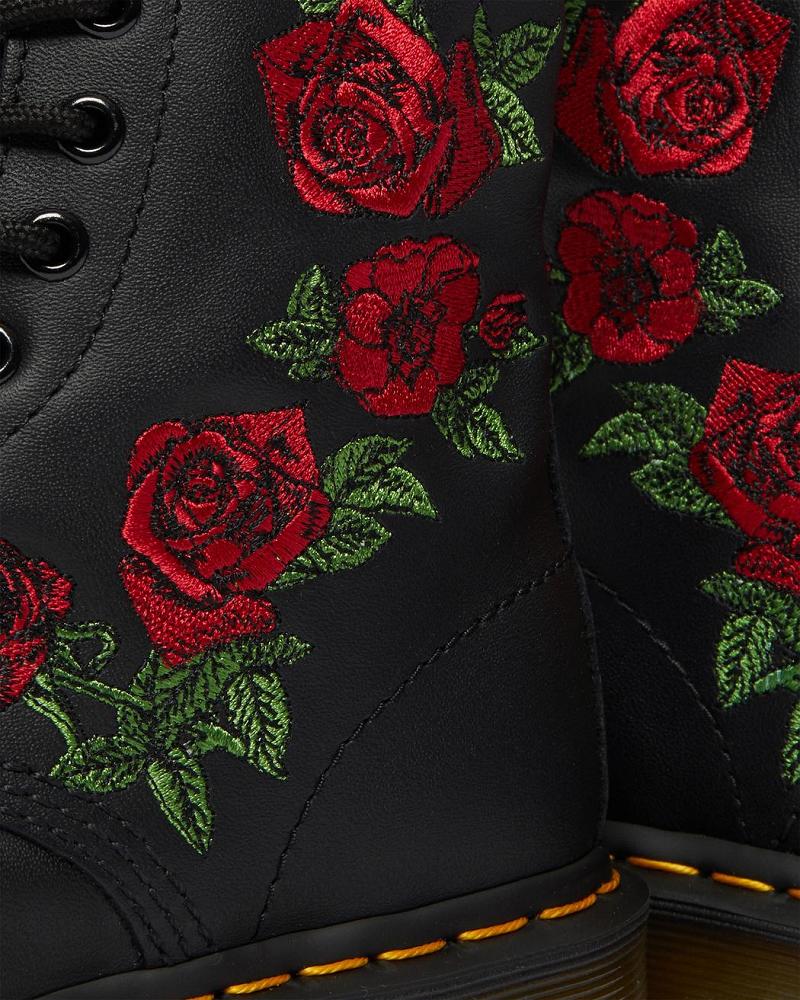 Dr Martens 1460 Vonda Floral Læder Snørestøvler Dame Sort | DK 215YXF